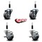 Service Caster 3'' Thermoplastic Rubber Wheel Swivel 7/8'' Expanding Stem Caster Set 2 Brakes, 4PK SCC-EX20S314-TPRB-2-TLB-2-78 - alternate 2